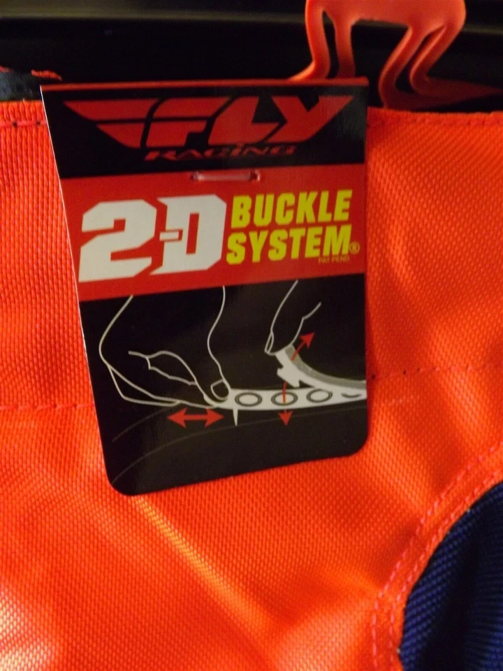 NOVA CALÇA DE CORRIDA FLY RACING EVOLUTION Motocross BMX laranja e azul masculina tamanho 28 - Imagem 3 de 3