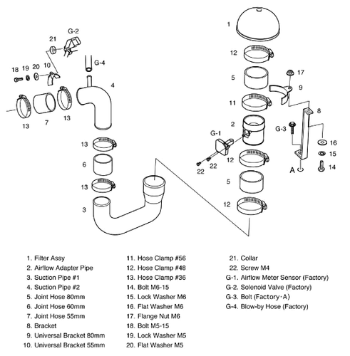 Toma de aire de succión HKS RS Racing se adapta a Toyota Yaris VITZ-RS 2005-2010 1NZ-FE - Imagen 2 de 4