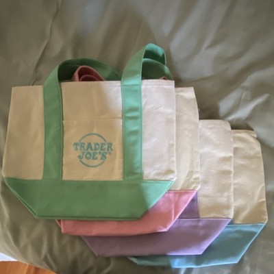 Trader Joe's Foldable Multicolor Canvas Reusable Shopping Bags Solid Plain Set