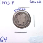 1913 PHILADELPHIA BARBER SILVER DIME IN GOOD CONDITION.