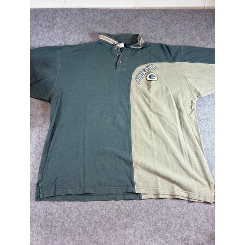 Vintage 90s Green Bay Packers NFL Polo Shirt Men XL Two Tone Football Sportswear