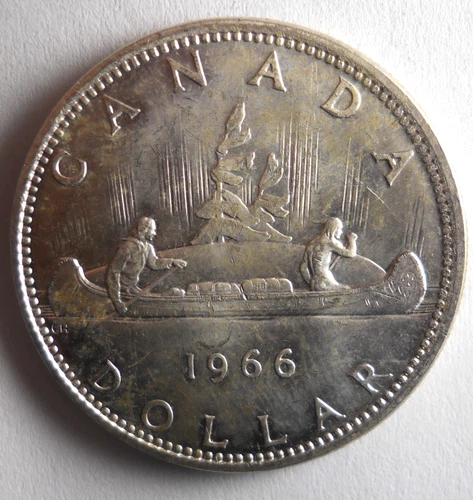 1966 CANADA DOLLAR - AU/UNC - Great Large Silver Coin - Lot #B10