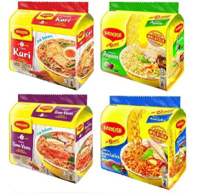 Maggi Instant Noodles COMBO 4 Asian Flavors 4packs (20) 79g Each, Unique Halal