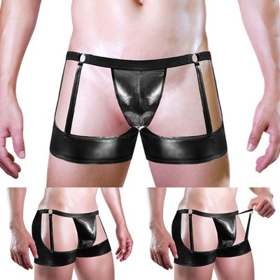 Freizeit Herren Unterwäsche G-String Jockstrap Kunstleder Niedrig Geschnitten