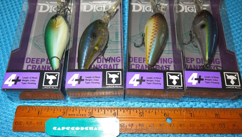 Лот из четырех (4) различных JACKALL DIGLE Winglet кромки приманки новый - Изображение 4 из 4