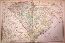 Antique 1901 Map  The State of South Carolina  14x22 - 24