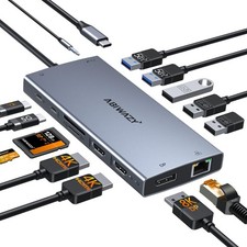USB C Docking Station Dual Monitor, 15 in 1 Docking Station 3 Monitors with D...