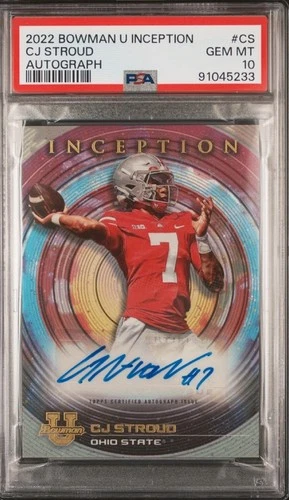 🔥2022 Bowman U Inception CJ Stroud Auto Psa 10 Rookie Texans QB1  Low Pop🔥🔥