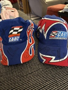2 Vintage CART Racing Hats Autographed. Rahal Herta Fernandez Etc