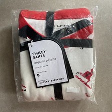 Pottery Barn Kids Smiley Santa Organic 2 Piece Pajama Set Unisex