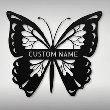 Personalized Butterfly Metal Sign Custom Decor Gift for Home Office Unique Art