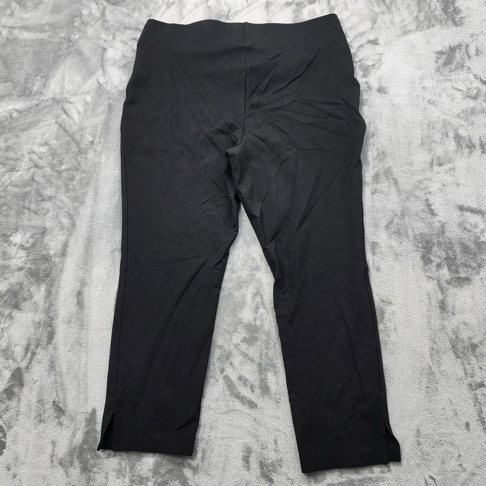 Pantalones Rafaella para mujer 1X negros tiro medio tobillo cónico elástico preppy Foto 3 de 4
