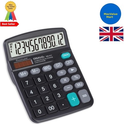Leichter 12-stelliger Business Taschenrechner mit extra großem LCD-Display & Tasten