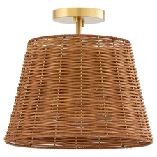 Quorum International 2893-13 Wicker 3 Light 13"W Semi-flush - Brass