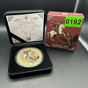 2026 Solomon Islands St George's Day Gold Plated 50mm 50c Coin Boxed COA King ch