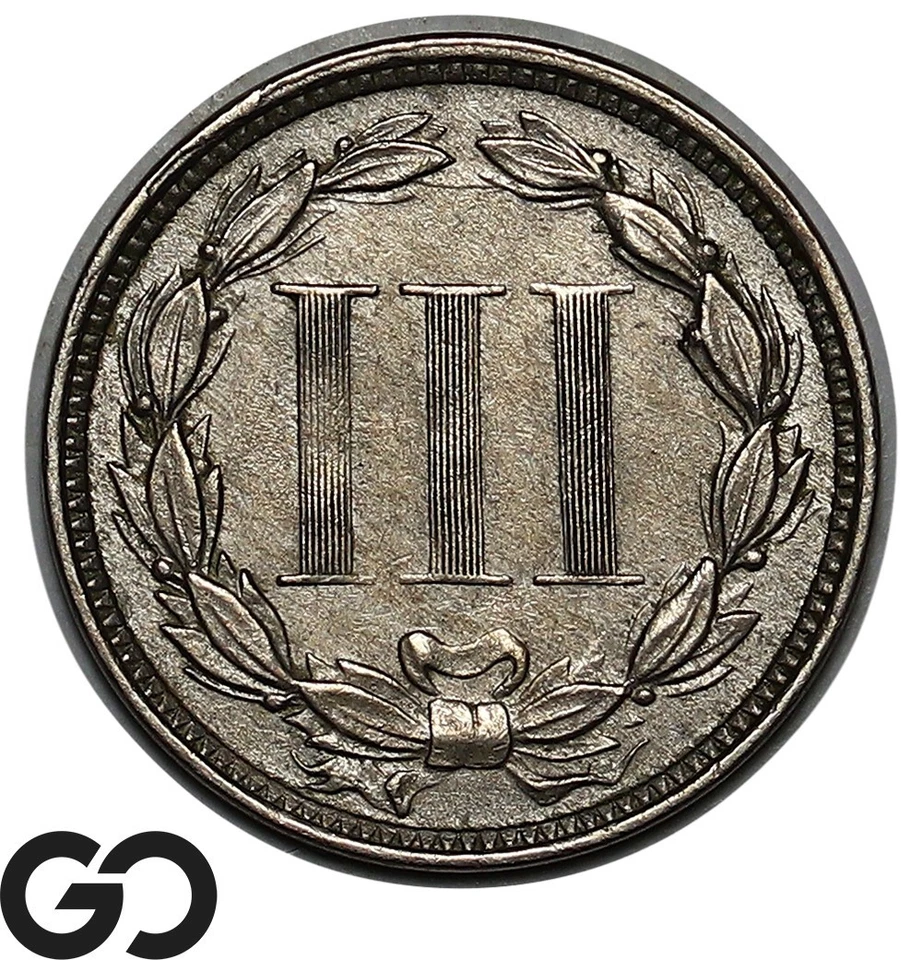 1873 Three Cent Nickel, Closed 3, Choice AU++ Better Date - Image 2 of 3