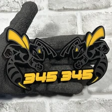 Hornet Badges 2 Emblem BEE Yellow Eyes for 345 Fender Angry  Aggressive Wings