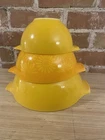 Vintage Pyrex Yellow Orange Sunflower Daisy Cinderella Mixing Bowl Set of 3