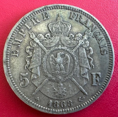 5 Francs Napoléon III 1868 BB Argent TTB - Photo 1/2