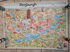 Vintage 1978 Pittsburgh City Character Print Map Poster Original Archar Cartoon