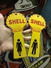 SHELL MOTOR OIL PORCELAIN SERVICE STATION RESTROOM KEY FOBS VINTAGE NICE KEYS