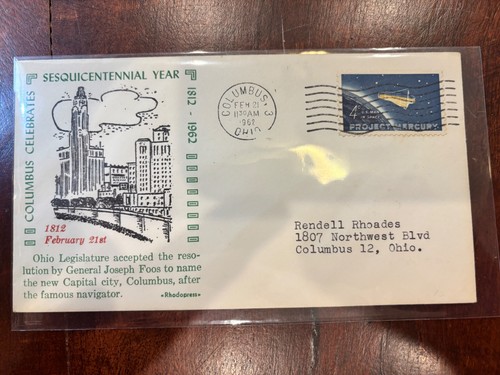 #1193 Mercury SDC 21.02.1962 Columbus OHIO Capital Name (Not Space Related)!!