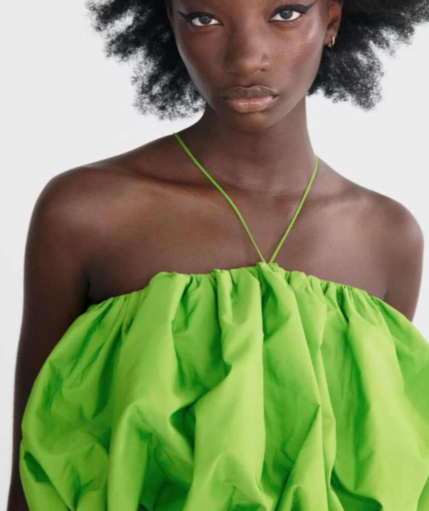 NEW ZARA LIMITED EDITION GREEN VOLUMINOUS RUFFLE TOP BLOUSE XS S M RARE image 3