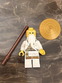 LEGO  Ninjago Master Wu White Minifigure Staff Gold Hat w Staff