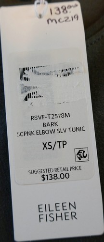 NWT Eileen Fisher Scoop Neck Elbow Sleeve Jersey Tunic Mini Dress XS Bark Gray - Picture 9 of 10