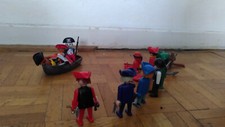 Playmobil Konvolut braunes Piraten-Beiboot mit  10 Figuren+Waffen und Anker
