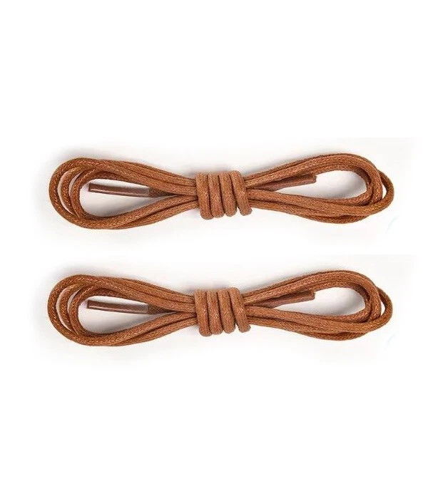 Bottes habillées marron clair 2,5 mm fines rondes cirées lacets corde ficelle