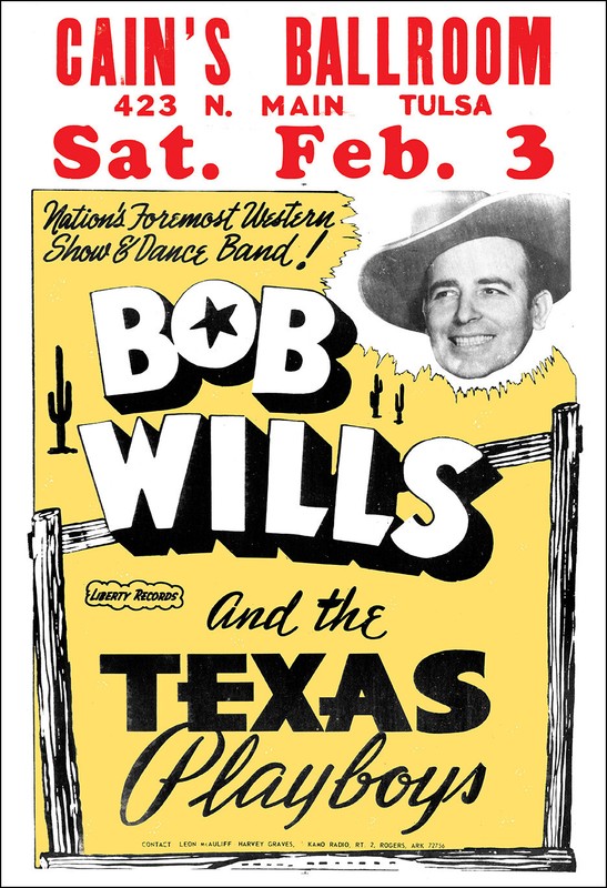 BOB WILLS TEXAS PLAYBOYS 1962 Cain's Ballroom Tulsa OK Concert Poster