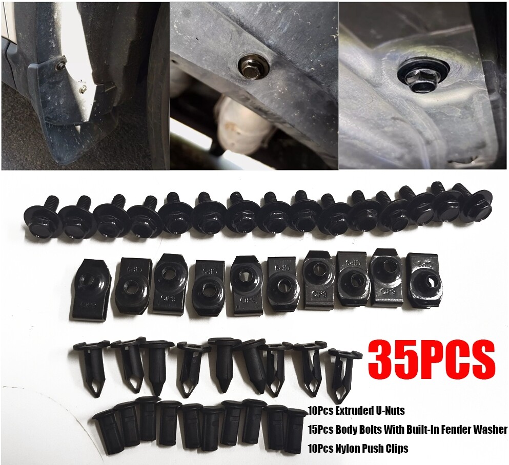 35pc Car Engine Splash Shield Fastener Kit with U-Nut Clips & Bolts