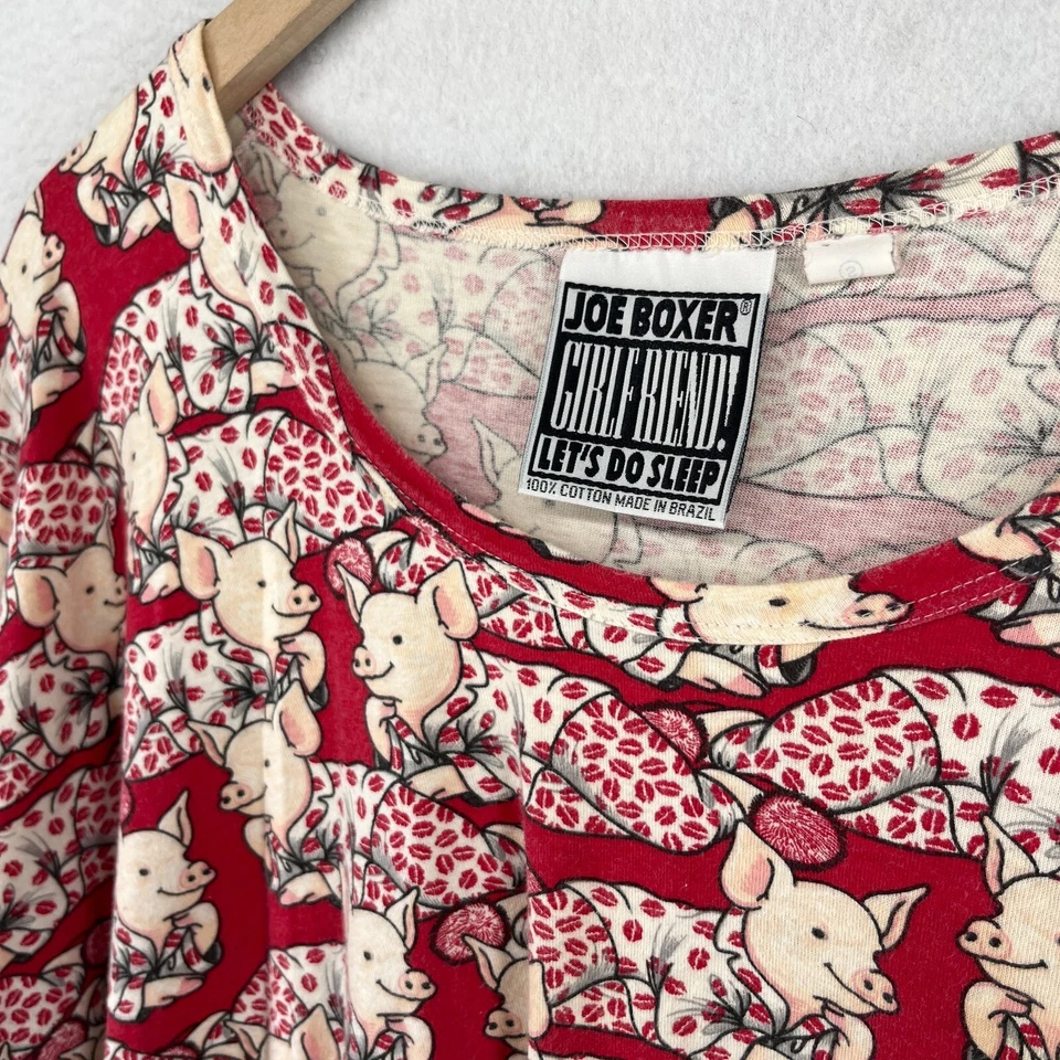 Рубашка для сна JOE BOXER S GIRLFRIEND Piggy пижама PJs свинья короткий рукав хлопок красная - Изображение 4 из 4