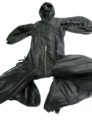 Real leather Body bag Sleepsack Restricted Arm Binder Sack with attached Hood - Afbeelding 1 van 3