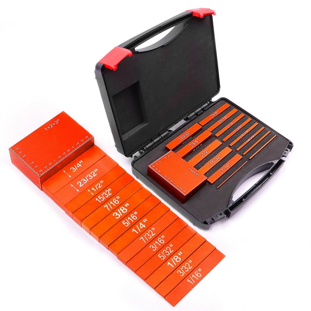 15PCS Precision Aluminum Woodworking Setup Blocks and Gauge Bars