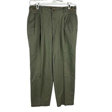 Farah Khaki Pleated Trousers W34 Mens Classic Fit Cotton/Poly Blend