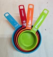 Set of (4) Farberware Melamine/Hard Plastic Measuring Cups; Multi Color