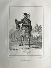 1835 Antique Print; Charles Duff Portrait - Highland Dance after d?Hardiviller