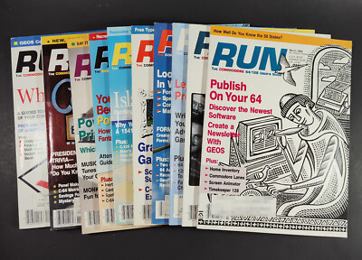 Commodore RUN Magazine lot of 10 issues from 1988 (March - December) Good cond.