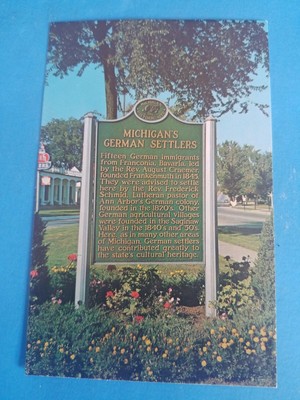 VTG UNUSED POSTCARD.MICHIGAN'S GERMAN SETTLERS,FRANKENMUTH,BAVARIAN INN.