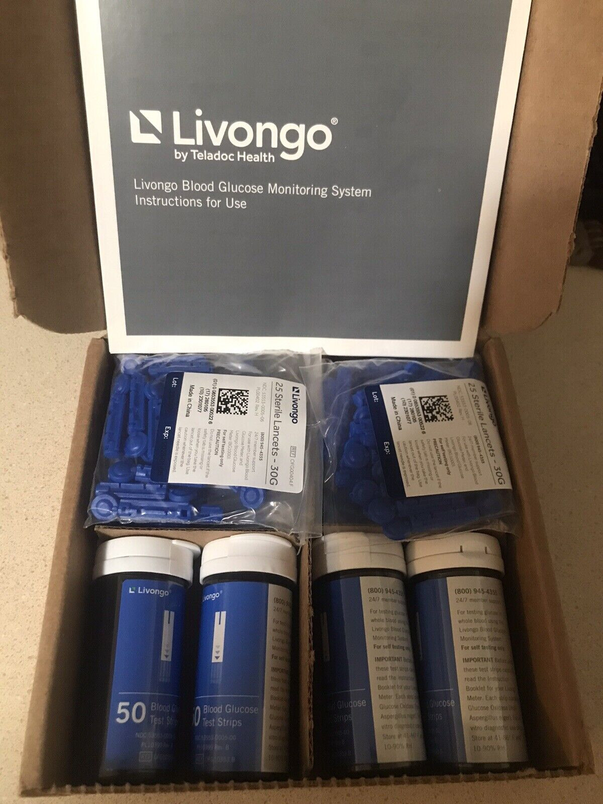 LIVONGO REFILL KIT 200 TEST STRIPS & 200 LANCETS Sealed Exp 20241220