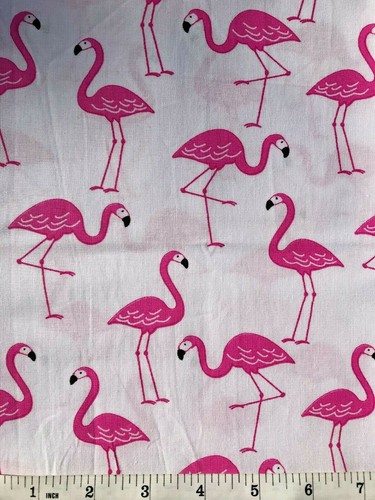Pink Flamingos on White - Quilt Fabric - Free Shipping - Yard - Picture 3 of 3