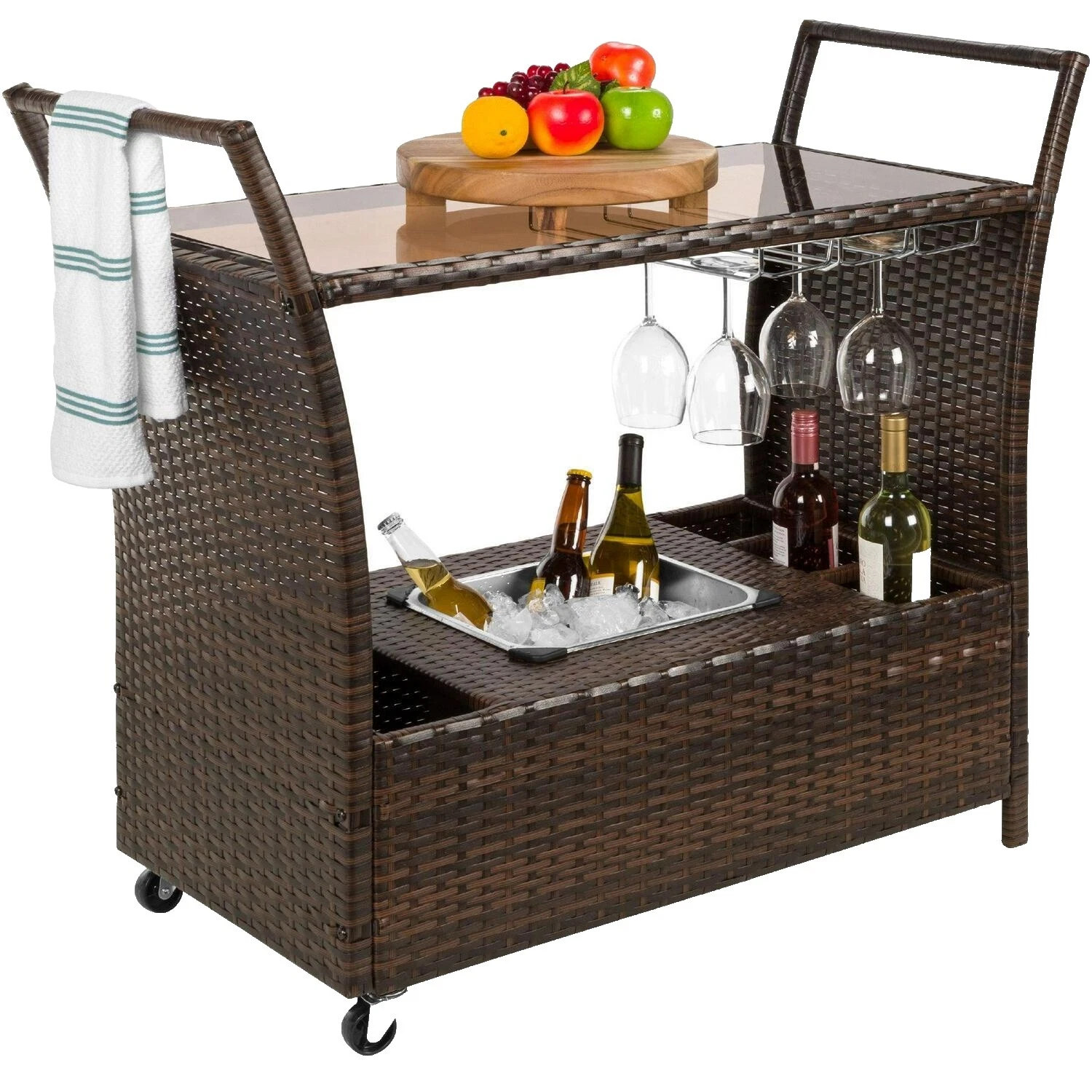 Wicker Bar Carts & Serving Carts