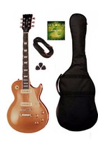Les Paul Chitarra Elettrica Gold Oro Pickup P90 SLASH Custodia e Accessori