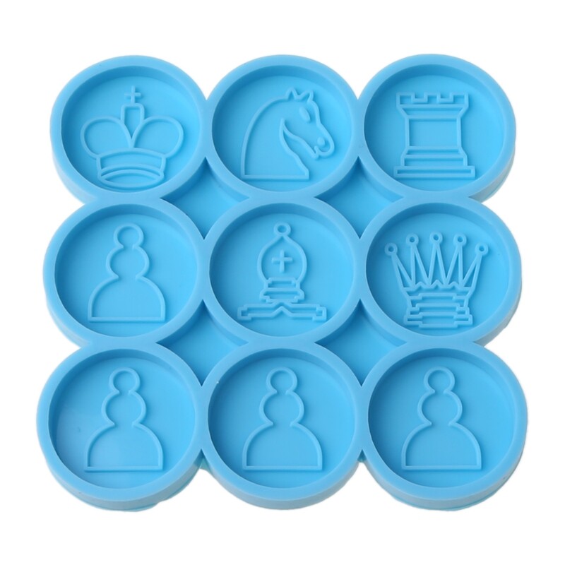 9 Pcs International Chess Piece Epoxy Resin Mold Chessman Toy DIY Silicone