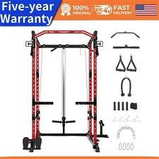 💯🔥🎱🎱2000lb Power Cage Multi-Functional Power Rack W/J-Hooks Dip Handles Cabl