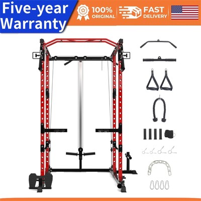 2000lb Power Cage Multi-Functional Power Rack W/J-Hooks Dip Handles Cable Pulley