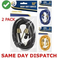 2 Pack Heavy Duty Bungee (52") 1320x10mm Metal Hooks Elastic Bungee Car Bike 