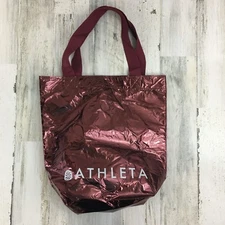 Athleta Metallic Red Mylar Reusable Shopping Tote Bag